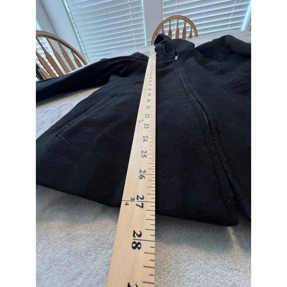 Anne Klein Womens Jacket S Black Hooded‎ Wool Blend CoatFull Zip Lined - Picture 9 of 9